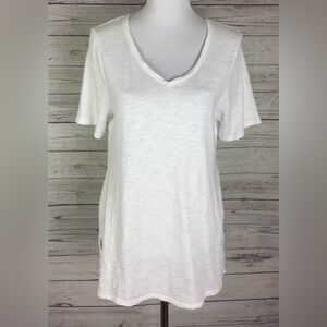 Chico’s The Ultimate Tee Women’s White Slub Knit V-Neck Top